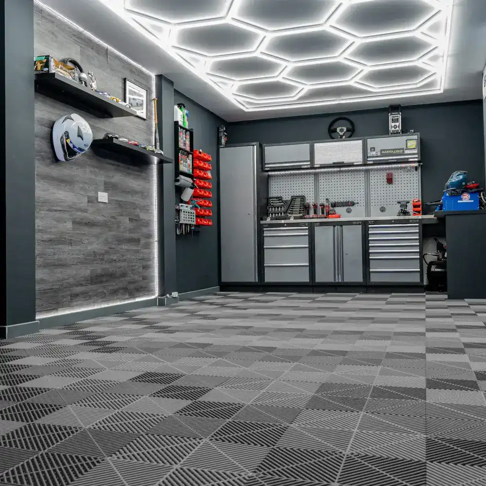 Grey Vented Garage Floor Tiles